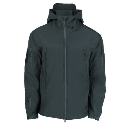 Herren Softshell-Jacke Wasserdicht mit verstellbarem Kapuzen und Taschen