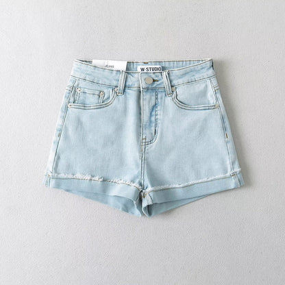 Damen Jeansshorts Lässig Schnitt Mit Effektnähten