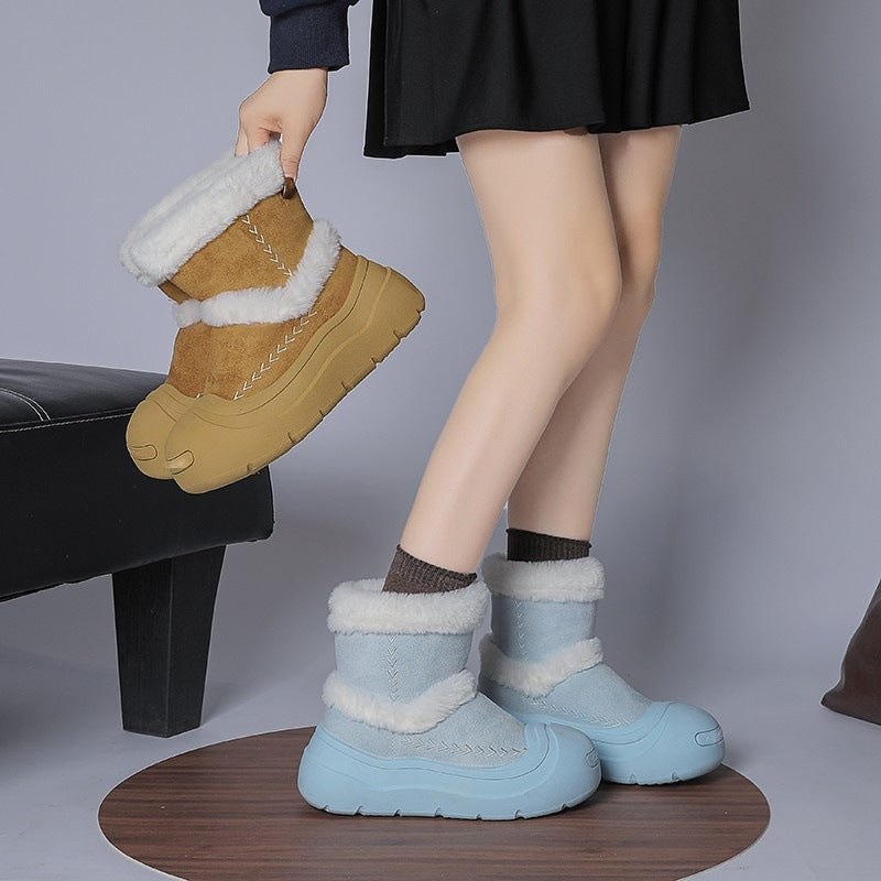 Damen Winterstiefel Warm Rutschfest Kunstfellkragen