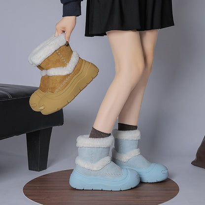 Damen Winterstiefel Warm Rutschfest Kunstfellkragen