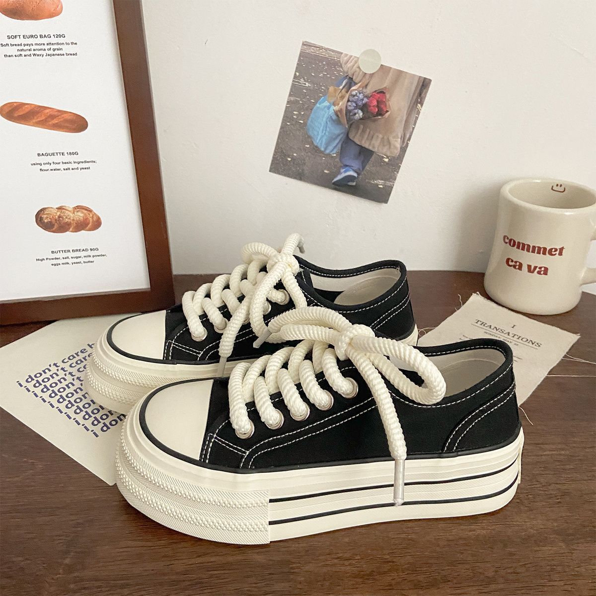 Damen Sneaker Plateau Dicksohle Schnürsenkel Modern Frauen Schuhe