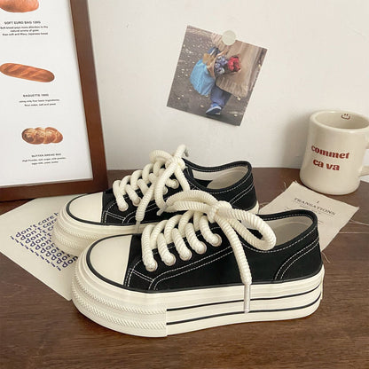 Damen Sneaker Plateau Dicksohle Schnürsenkel Modern Frauen Schuhe