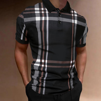 Herren Polohemd Kurzarm Karomuster Elastisch Modern