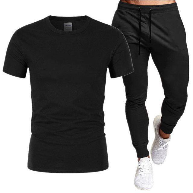 Herren Sportset Trainingsanzug T-Shirt Jogginghose Sportlich - BerlinGlamour