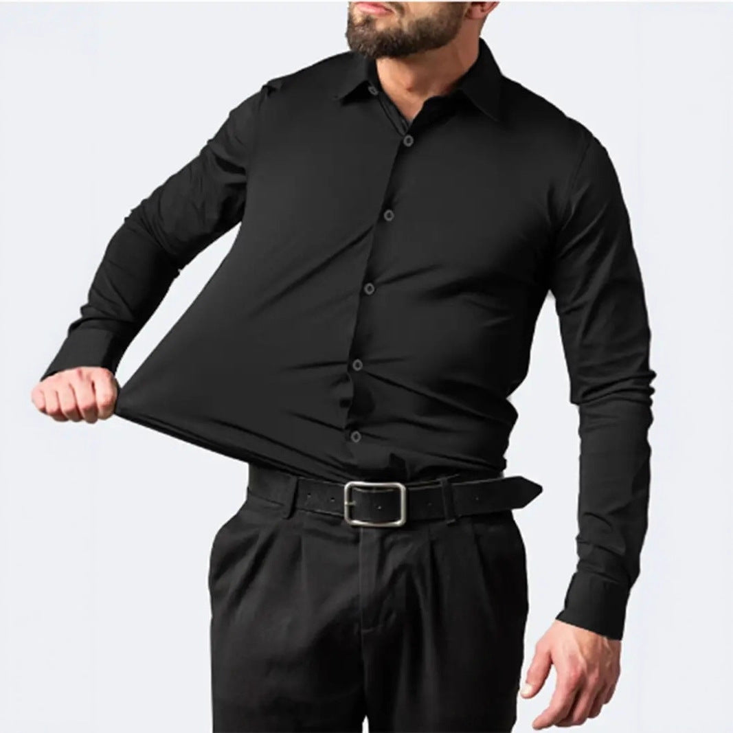 Herren Langarmhemd Elastisch Komfortable Businesshemden