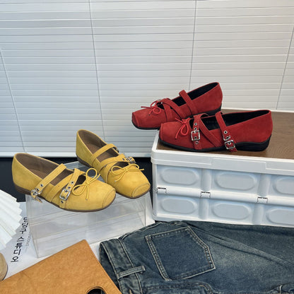 Damen Mokassins mit Kreuzriemen und Schnalle modern