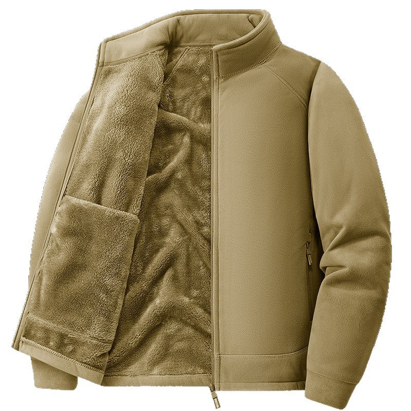Herren Fleecejacke Weich Warm Reißverschluss Schwarz