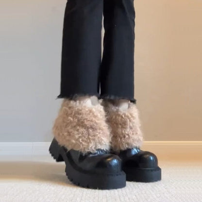 Damen Plateau-Stiefel Flauschig Warm Robust Winterstiefel