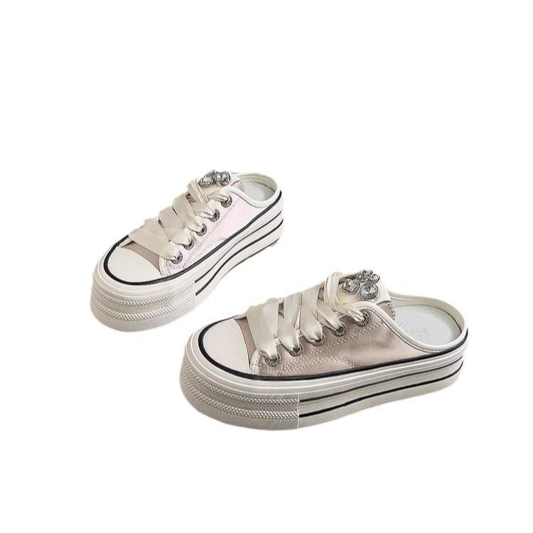 Damen Sneaker Plattform Schuhe Satin Optik Modern - BerlinGlamour