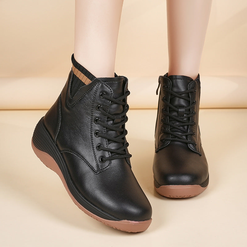 Damen Stiefel Hoch Schnürstiefel Bequem Stylisch
