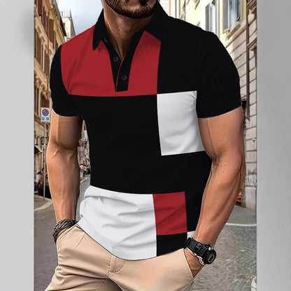 Herren Poloshirt Modern atmungsaktiv Blockdesign - BerlinGlamour