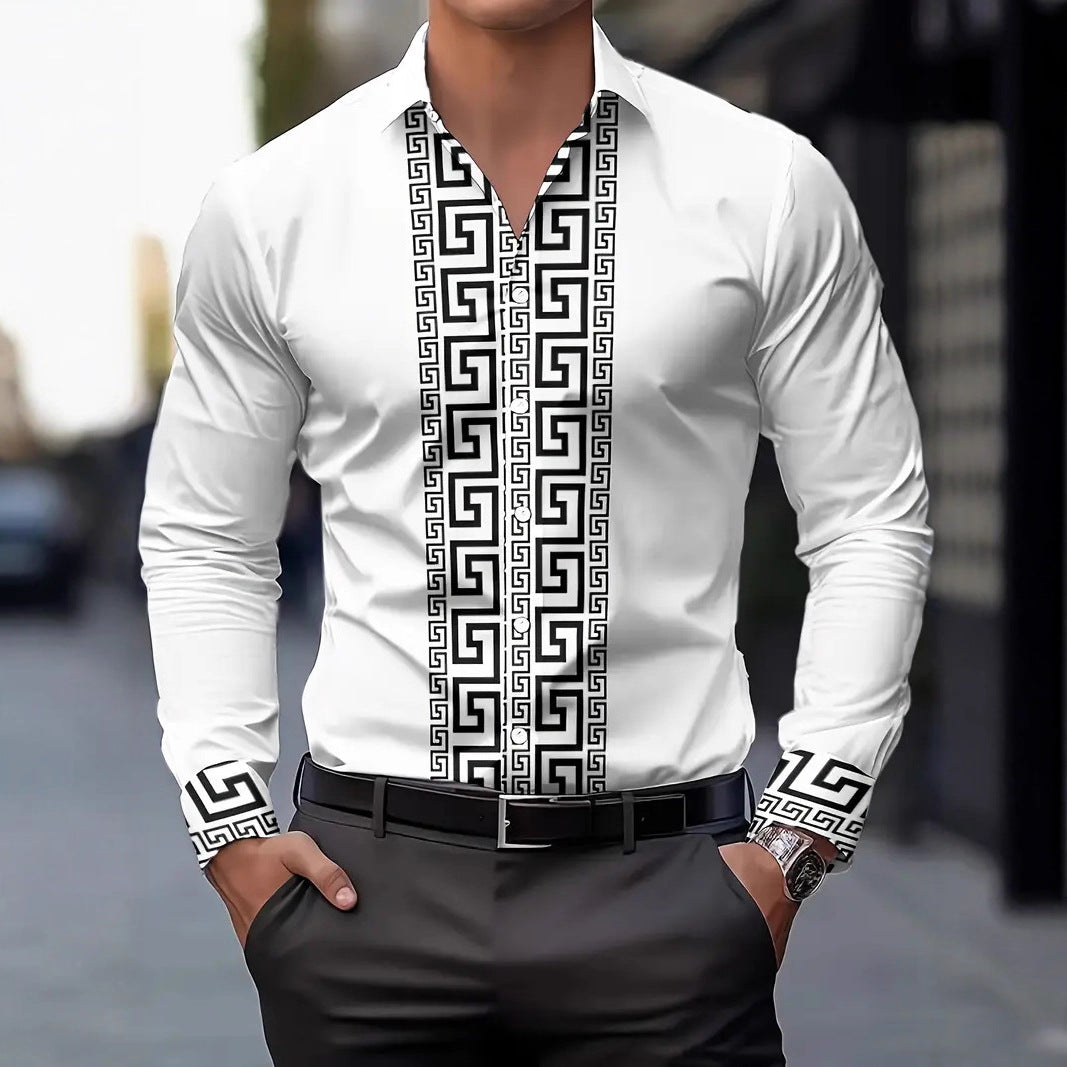Herren Langarmhemd Modern mit Kontraststreifen Trendy