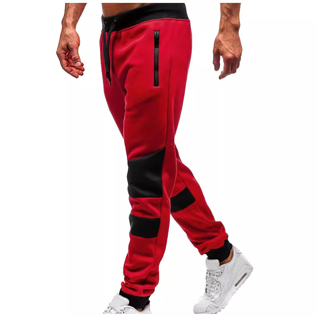 Herren Jogginghose Sportlich Reißverschluss Kontrastfarben