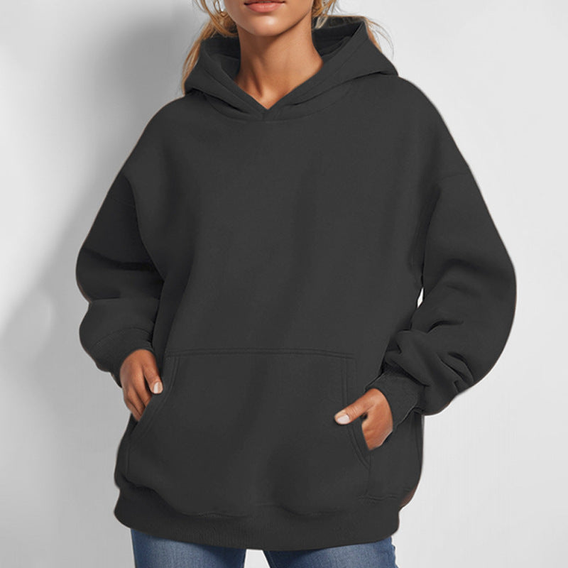 Damen Kapuzenpullover Weich Fleece Lockere Passform