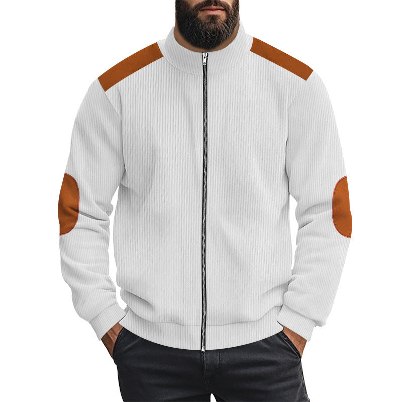 Herren Strickjacke Sportlich Leder Dekor Modern - BerlinGlamour