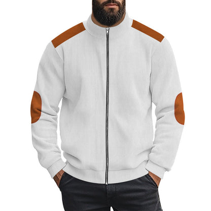 Herren Strickjacke Sportlich Leder Dekor Modern - BerlinGlamour