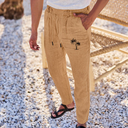 Herren Freizeithose Elastischer Bund Kontrastdruck Modern