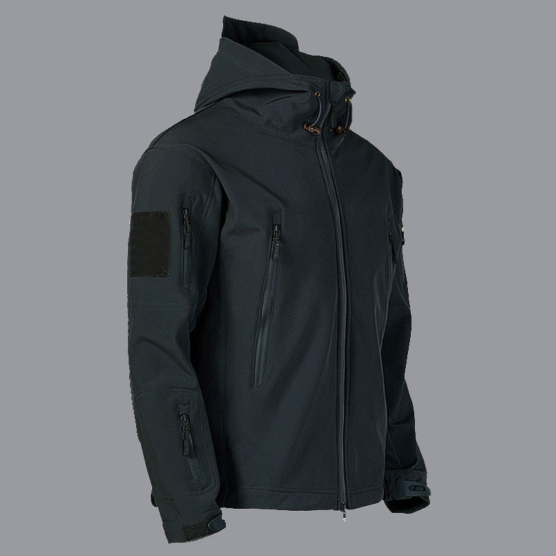 Herren Softshell-Jacke Wasserdicht mit verstellbarem Kapuzen und Taschen