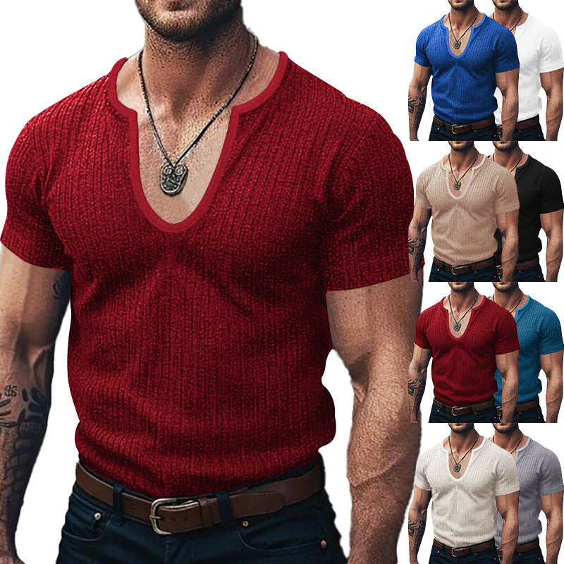Herren Pulli Kurzarm V-Ausschnitt Modern Casual - BerlinGlamour