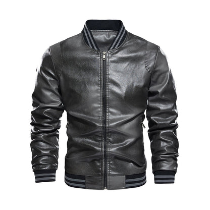 Lederjacke Herren Klassisch Elastisch Rippbündchen