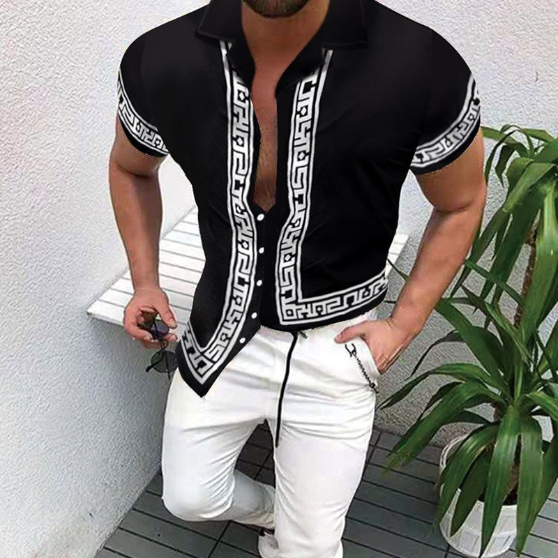 Herren Hemd Kurzarm Geometrisch Druck Modern Berlin Style