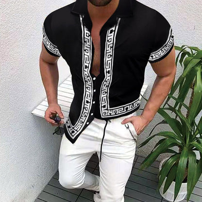 Herren Hemd Kurzarm Geometrisch Druck Modern Berlin Style