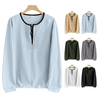 Herren Langarmshirt Bequem Modern mit Knöpfen - BerlinGlamour