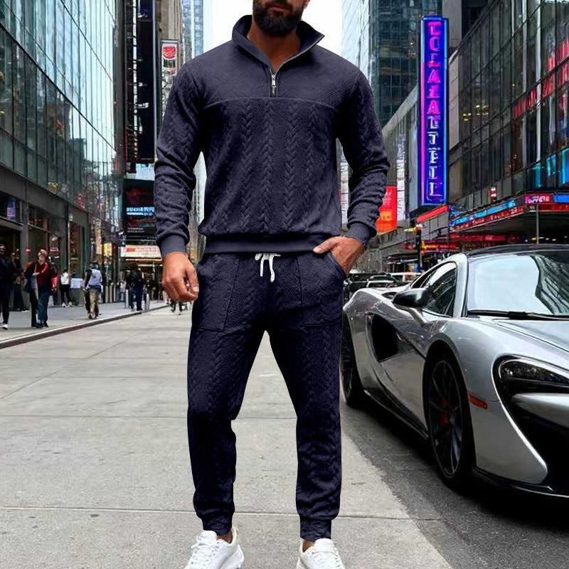 Herren Trainingsanzug Strick mit Taschen und Reißverschluss Sportlich