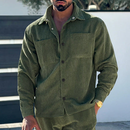Herren Waffelhemd Jacke Casual Berlin Stil