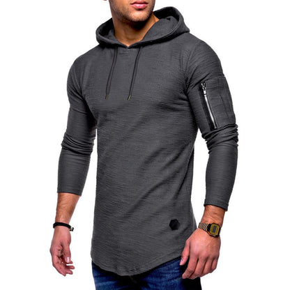 Herren Hoodie Modern Reißverschluss Grau Urban