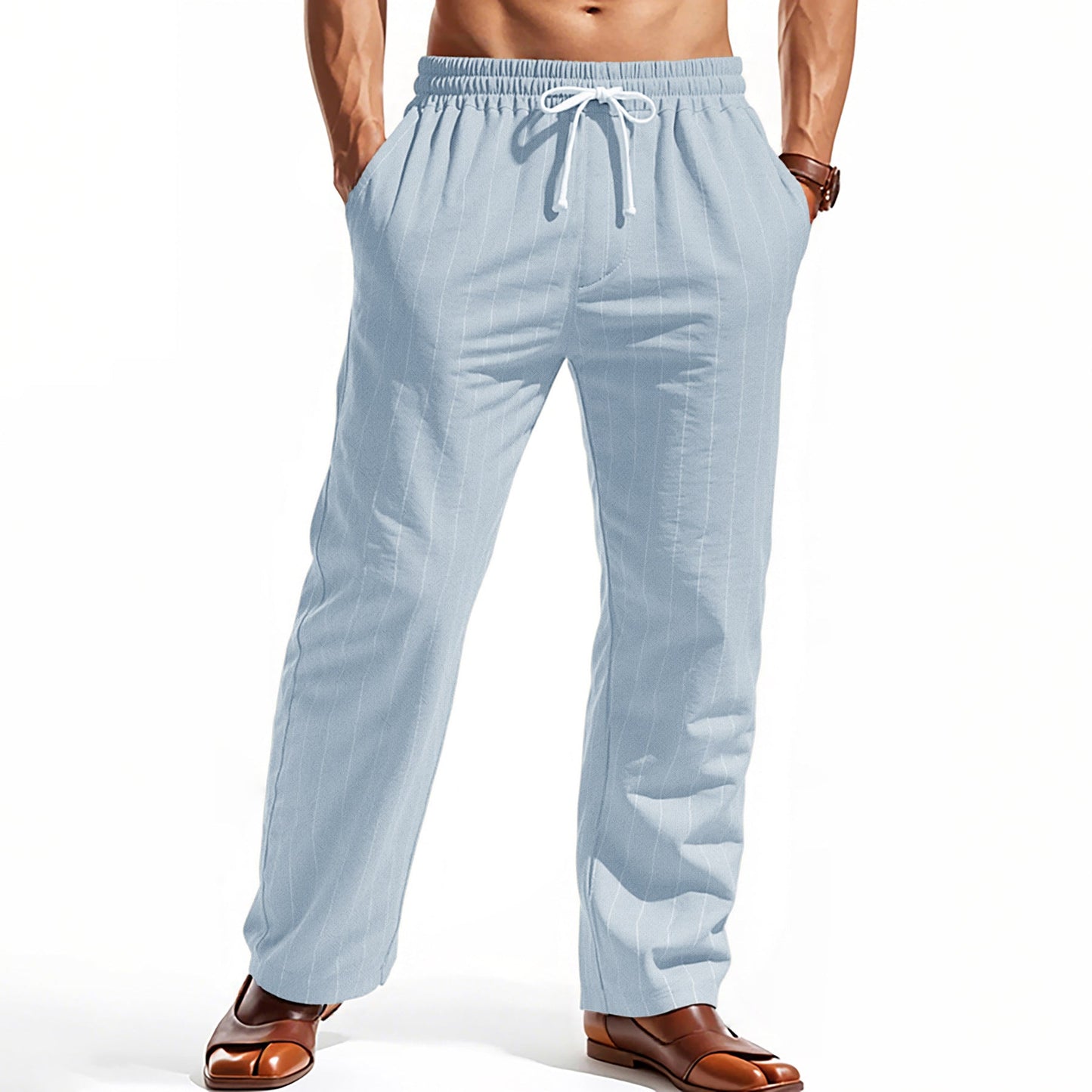 Herren Freizeithose Elastisch Mit Streifenoptik Bequem