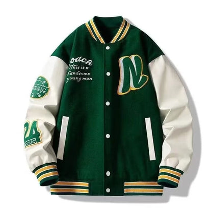 Herren Collegejacke Klassisch Stylish Leder Look - BerlinGlamour