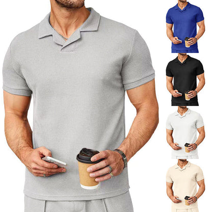 Herren Polo-Shirt Strukturiert Baumwollmix Modern - BerlinGlamour