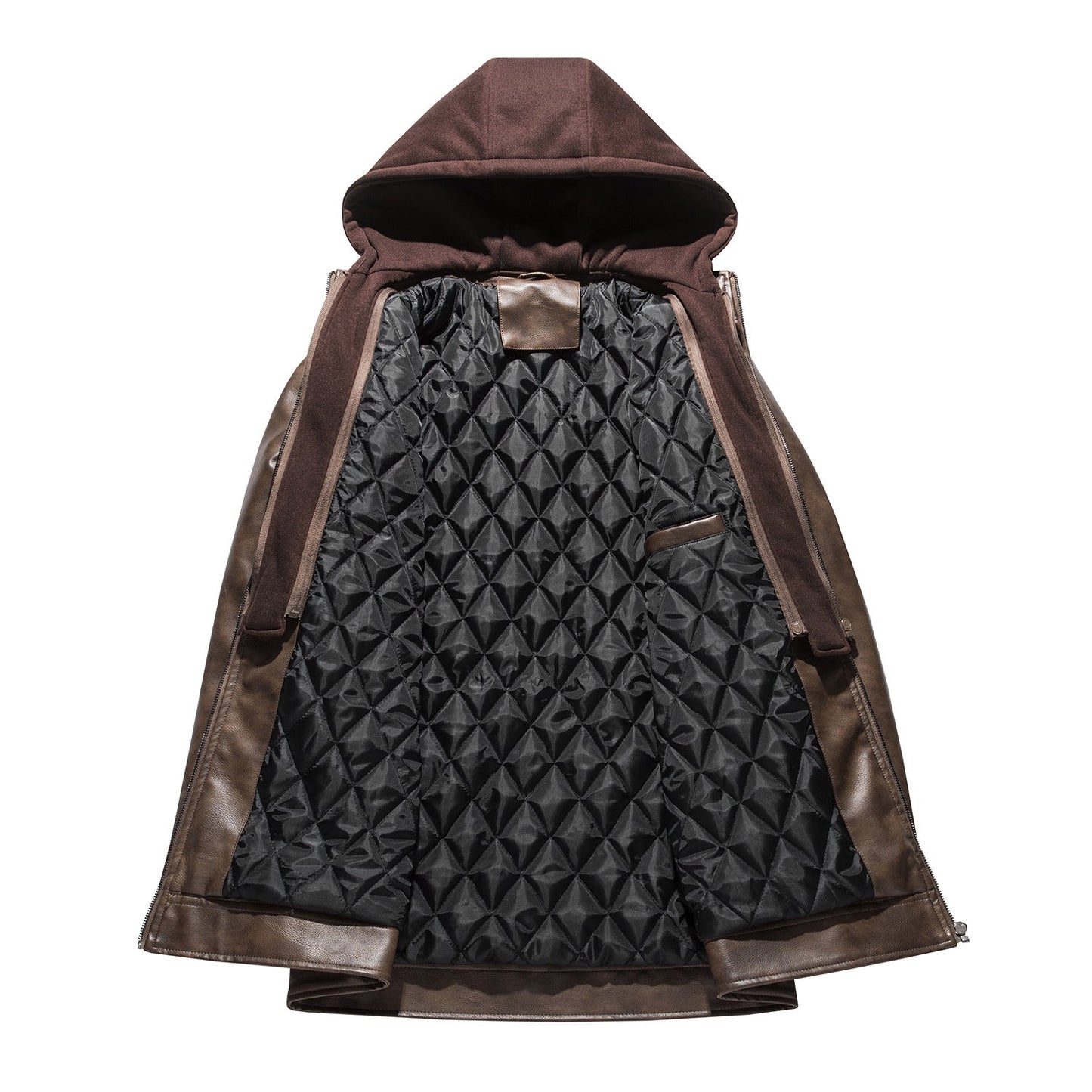 Lederjacke Herren mit Kapuze Schwarz Modern