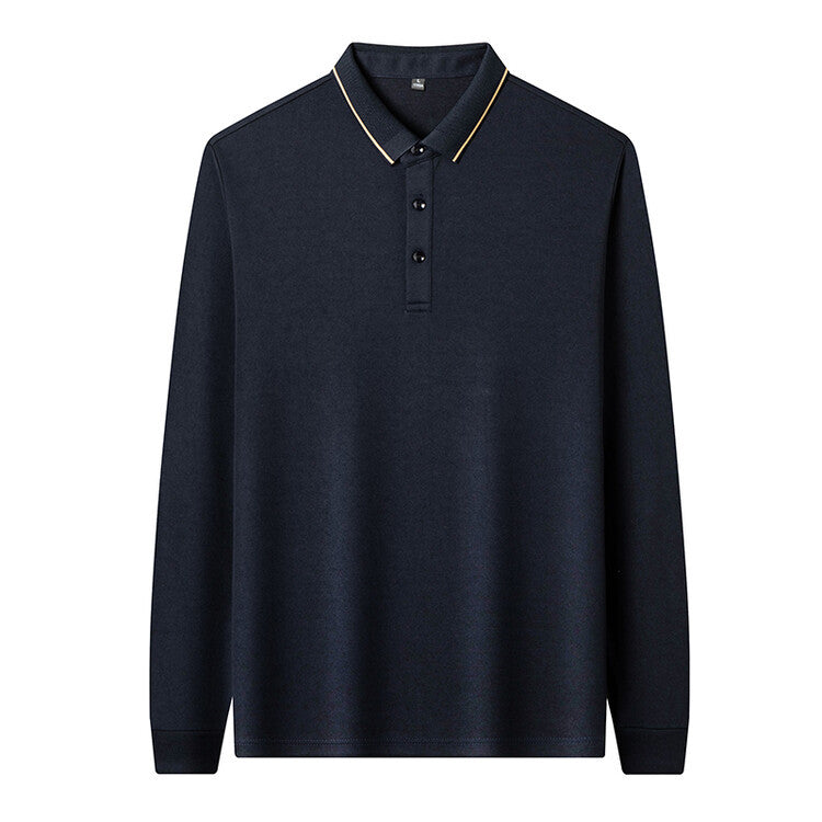 Herren Polohemd Langarm Elegantes Piqué-Hemd Modern