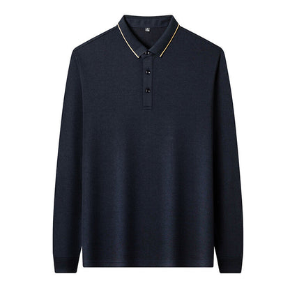 Herren Polohemd Langarm Elegantes Piqué-Hemd Modern