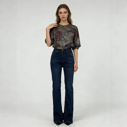 Damen High-Waist Jeans Flared Mit perfektem Sitz