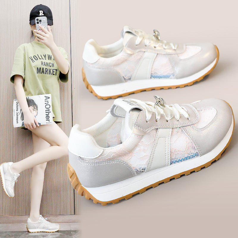 Damen Sneaker Sportlich Atmungsaktiv Glitzernde Kristalle