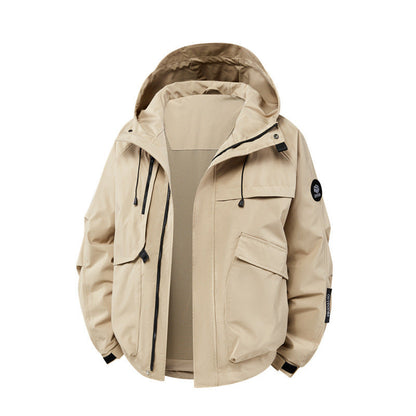 Herren Outdoor-Jacke Wasserdicht Reißverschluss Taschen Funktionale