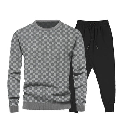 Herren Sport-Set mit kariertem Design und elastischem Bund.