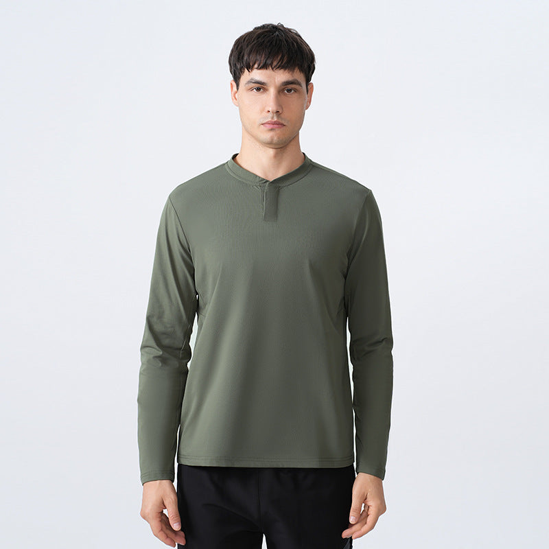 Herren Langarmshirt Funktionales Stehkragen Shirt Modern - BerlinGlamour