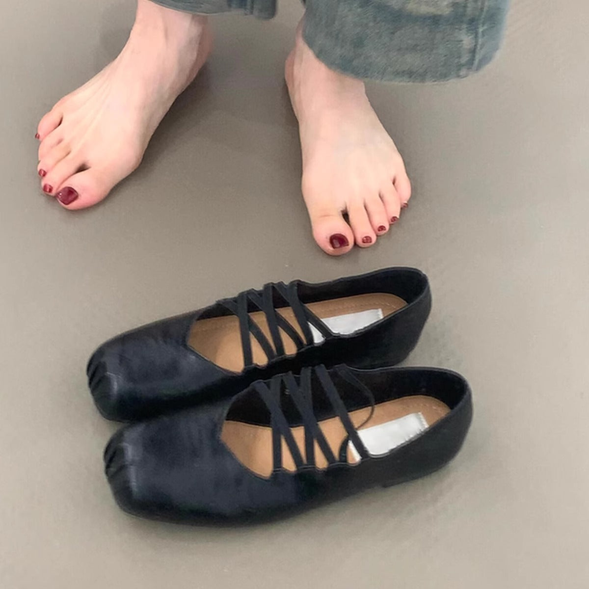 Damen Ballerinas Kreuzband Design Komfort Schuhe - BerlinGlamour