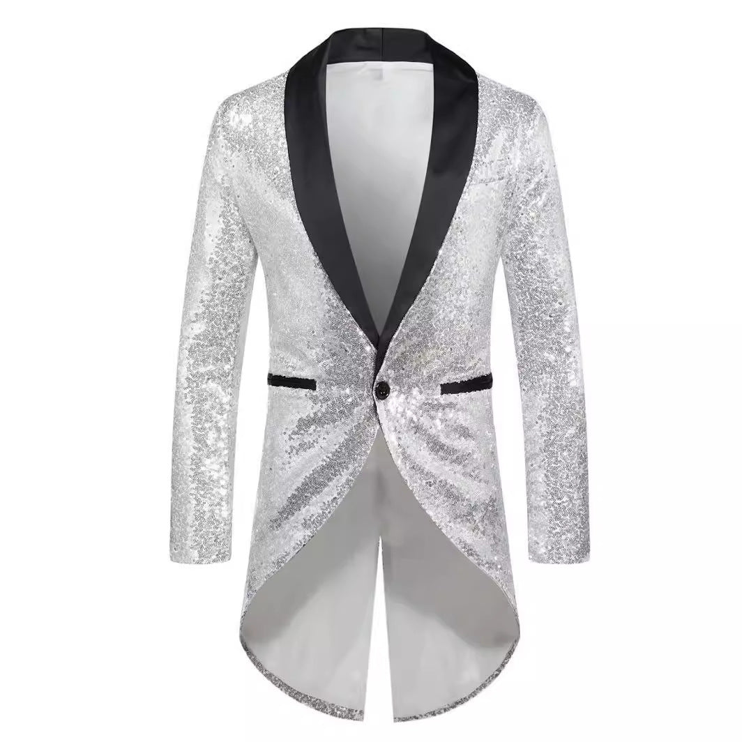 Herren Anzug Blazer Glitzernd Elegant Schalkragen