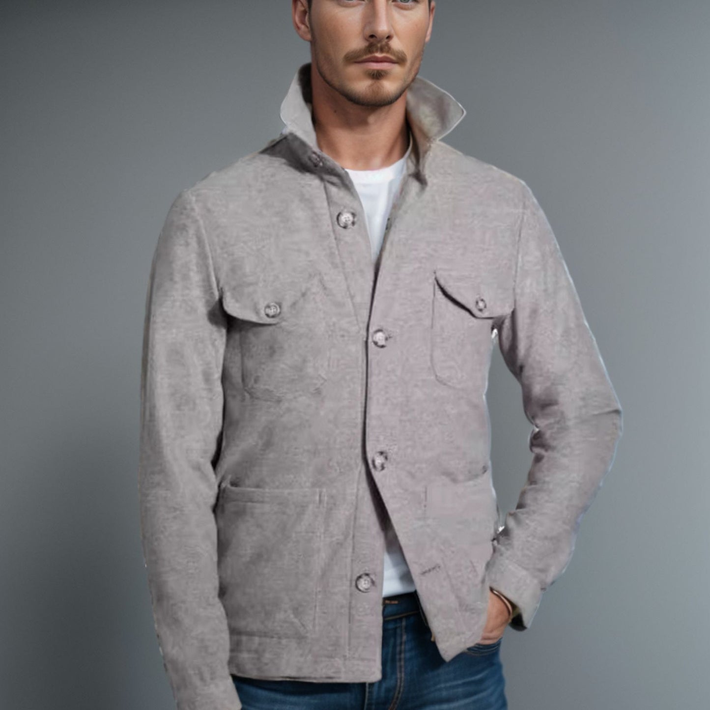 Herren Jacke Stehkragen Utility Style Praktisch