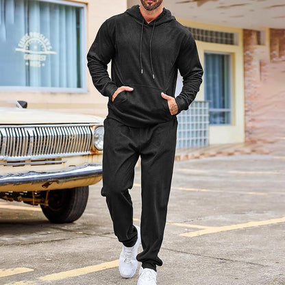 Herren Sportanzug Jogginghose Kapuzenpullover Set Grau