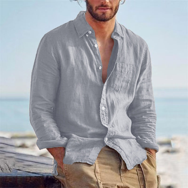 Leinenhemd Herren Leicht Sommerweiß Elegantes Design
