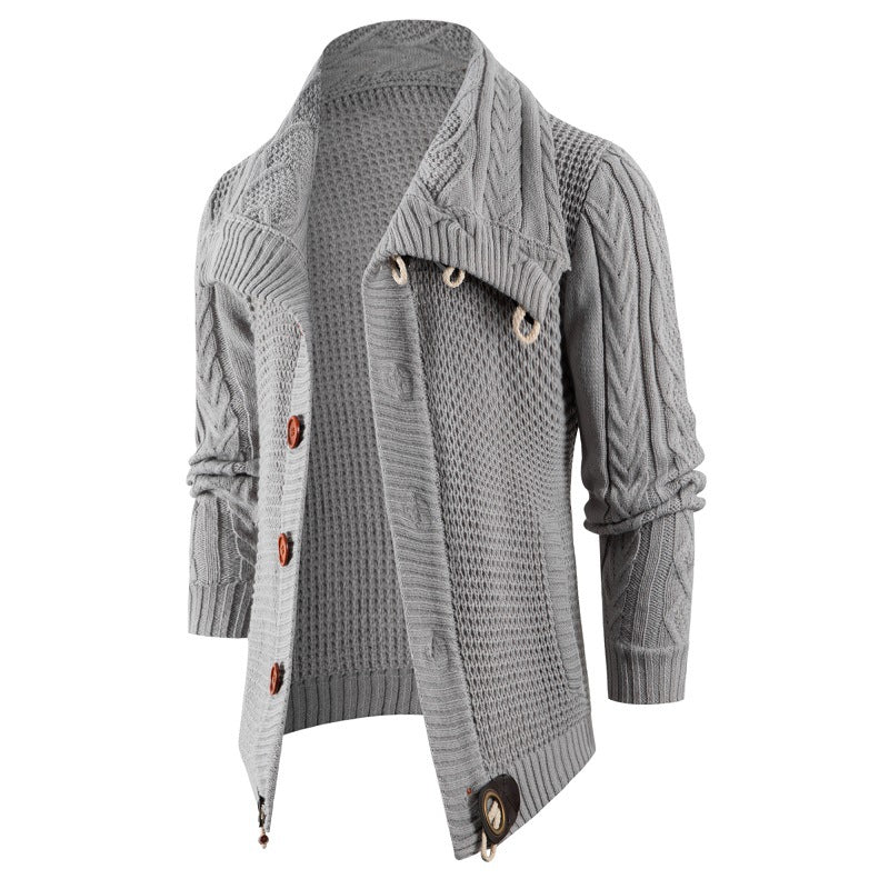 Herren Strickjacke Grobstrick Umschlagkragen Modern