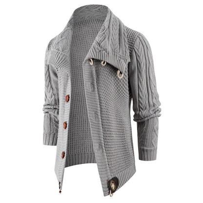 Herren Strickjacke Grobstrick Umschlagkragen Modern