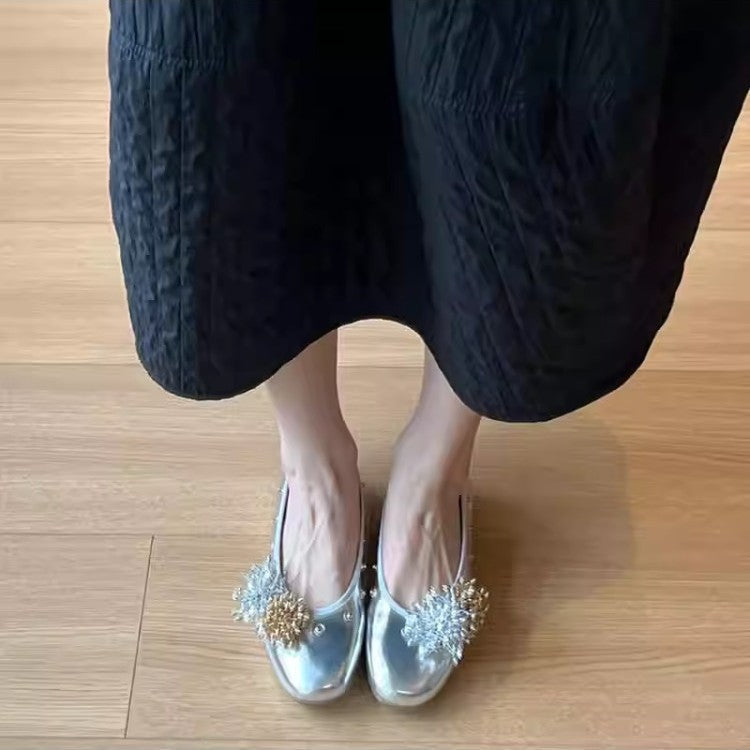 Damen Ballerinas Schmuck Applikationen Bequem