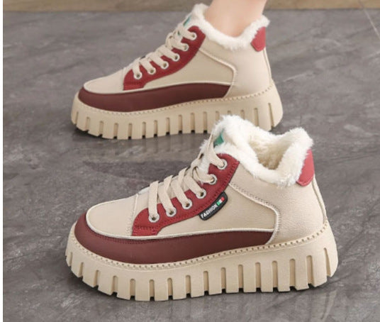Damen Sneaker High-Top Kuschelig Rutschfest Trendy